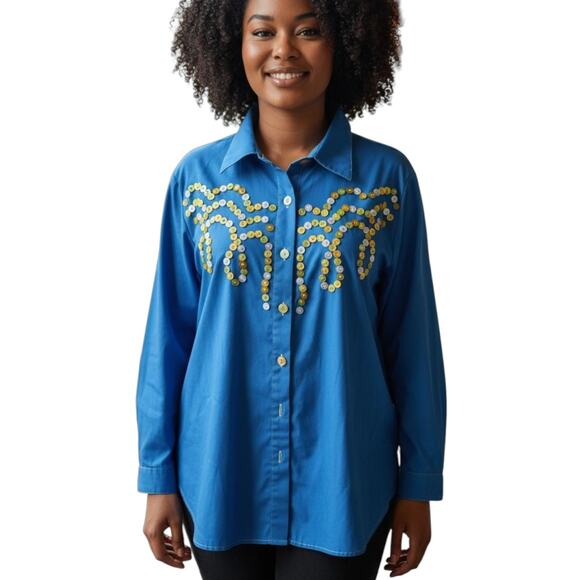 Bob Mackie Wearable Art Blue Womens Size Large - Picture 1 of 6